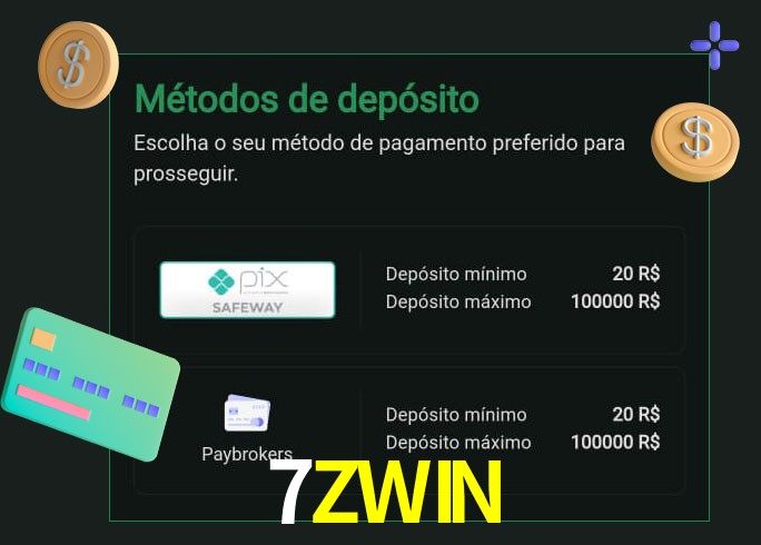 O cassino 7ZWIN oferece uma grande variedade de métodos de pagamento